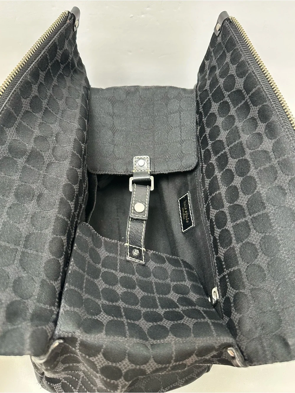 kate spade Black Shoulder Bag with Subtle Jacquard Pattern
